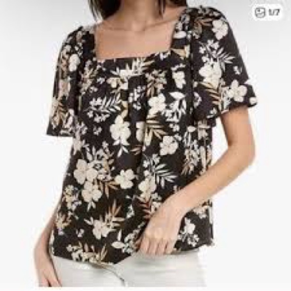 Draper‎ James Black and Cream Floral Blouse Size XS NWT